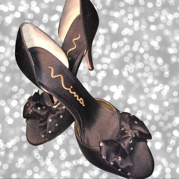 Nina black evening heels with a little sparkle - Picture 3 of 7